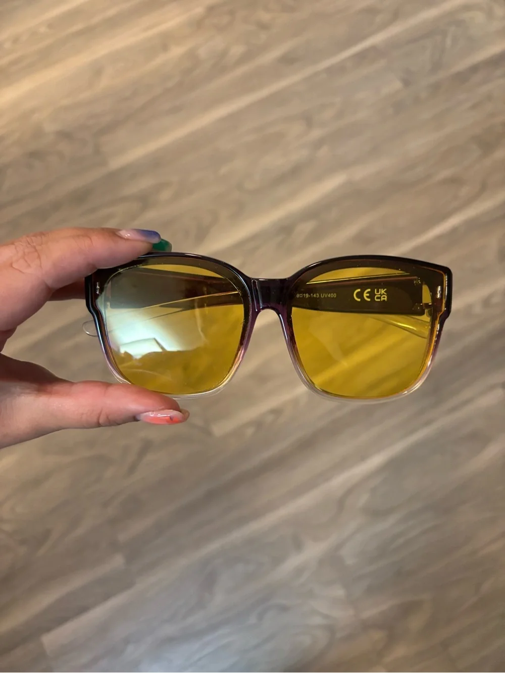 Yellow Lens Gradient Purple Frame Sunglasses